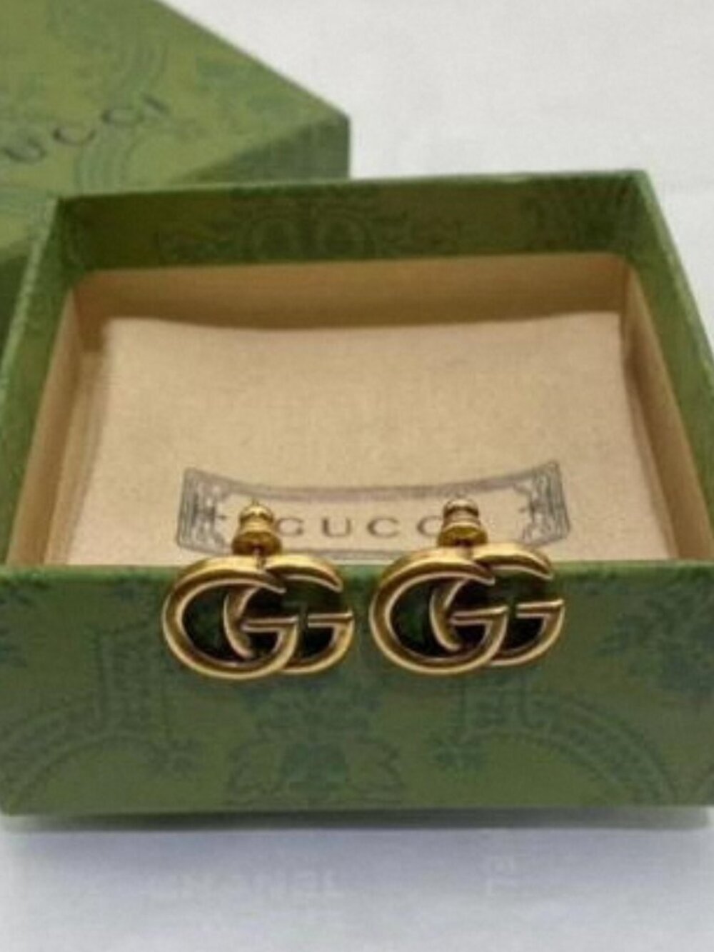 Gucci Double G Gold Tone Stud Earrings